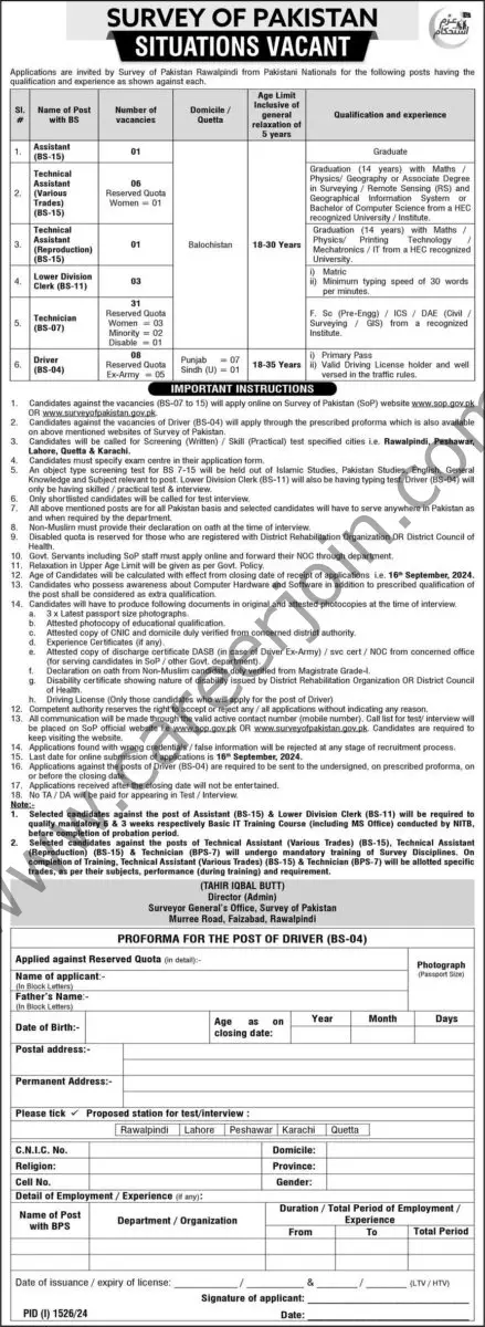 Survey of Pakistan Jobs 01 September 2024 Express 1