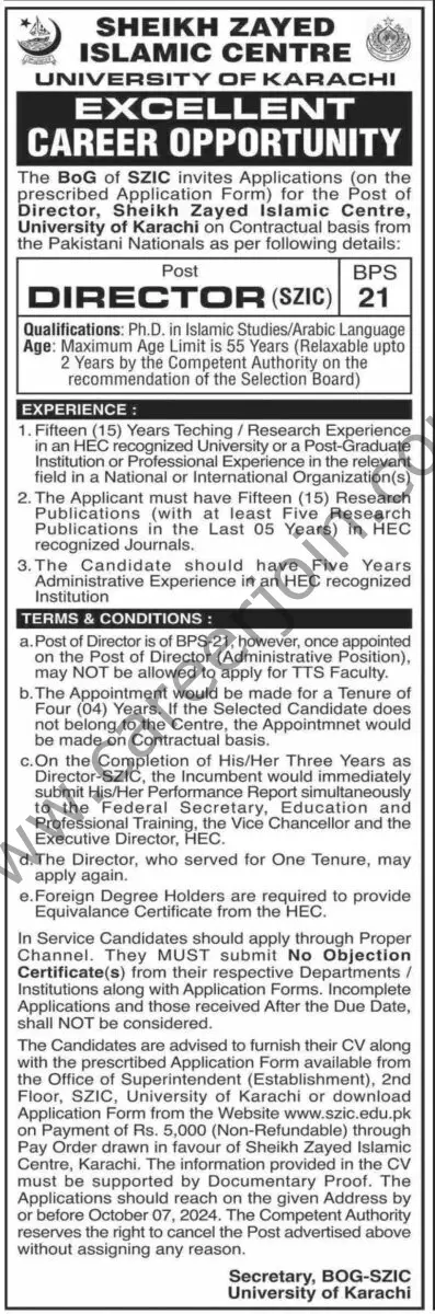 University Of Karachi Jobs 15 September 2024 Dawn 1