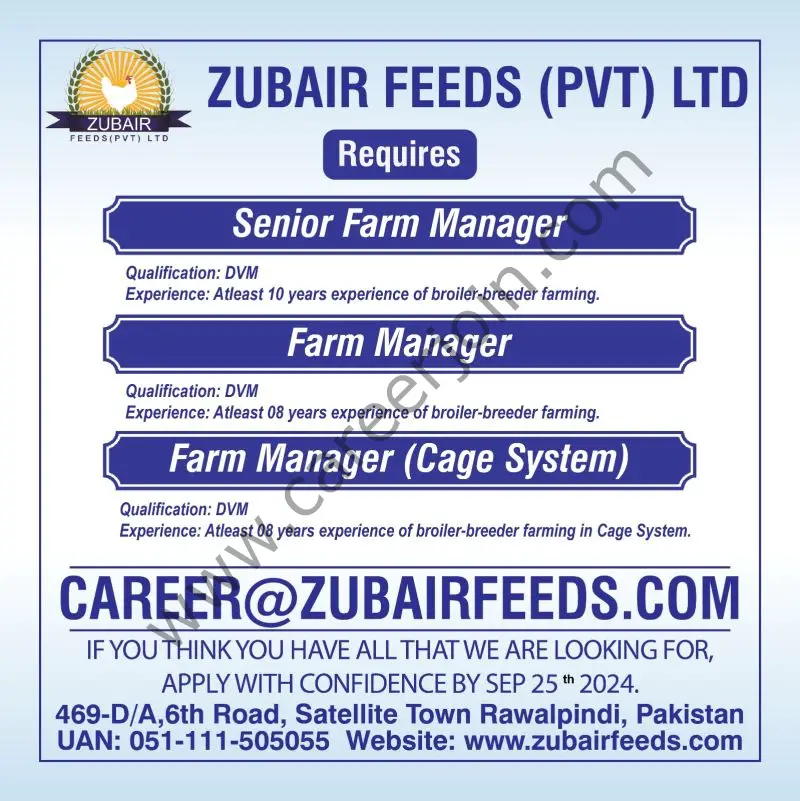 Zubair Feeds Pvt Ltd Jobs September 2024 1