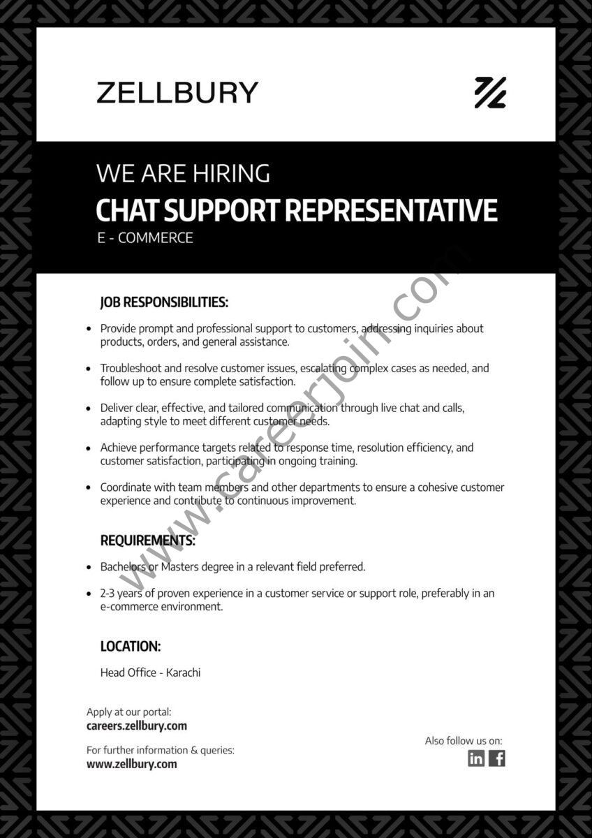 Zellbury Pakistan Jobs Chat Support Representative 1