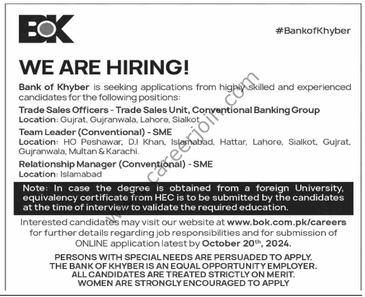 BOK Bank of Khyber Jobs 06 October 2024 1