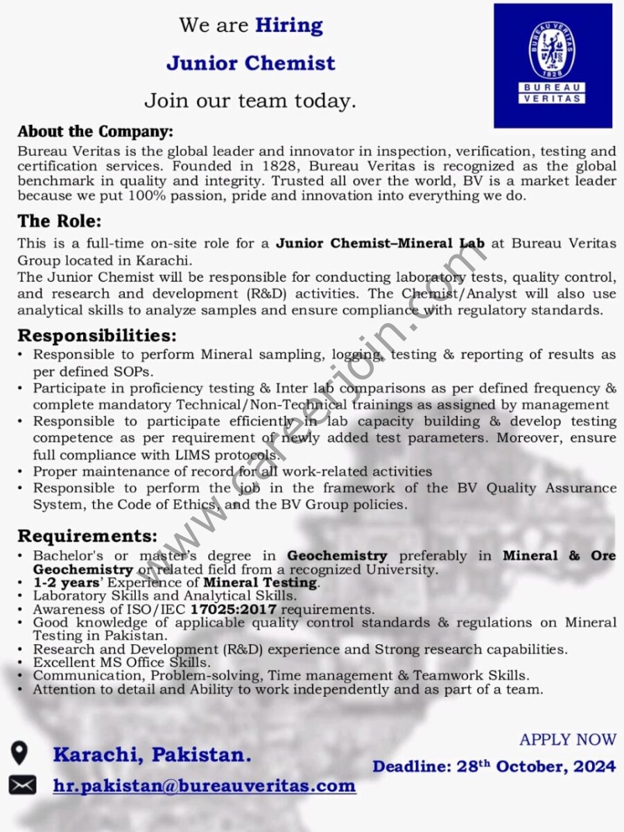 Bureau Veritas Pvt Ltd Jobs Junior Chemist 2