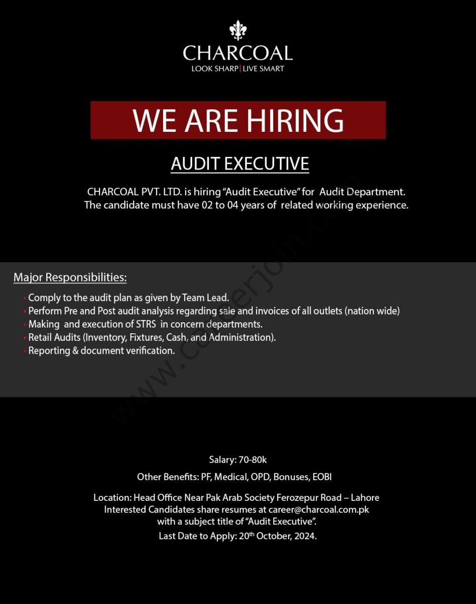 Charcoal Pvt Ltd Jobs Audit Executive 1