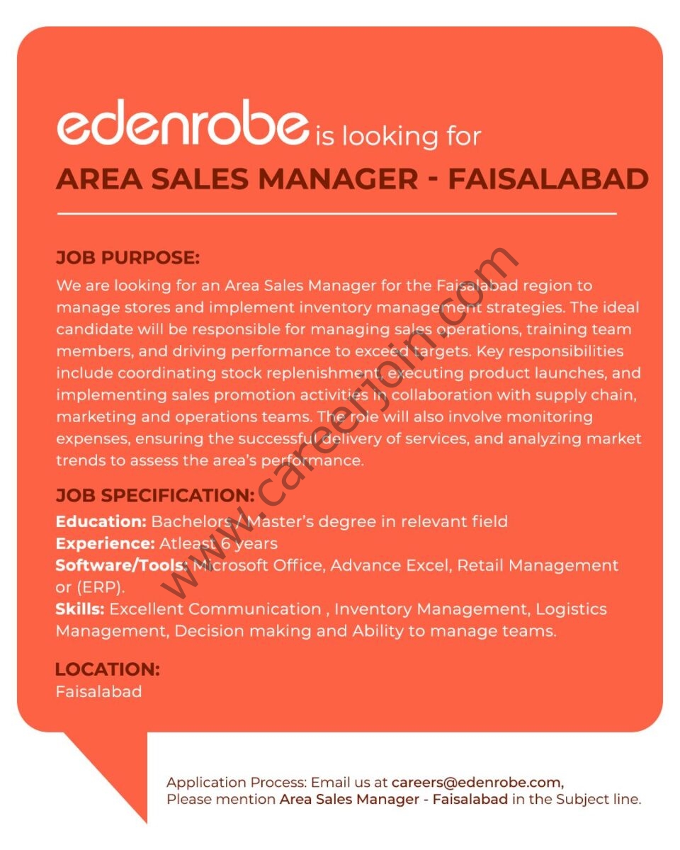 Edenrobe Jobs Area Sales Manager  1