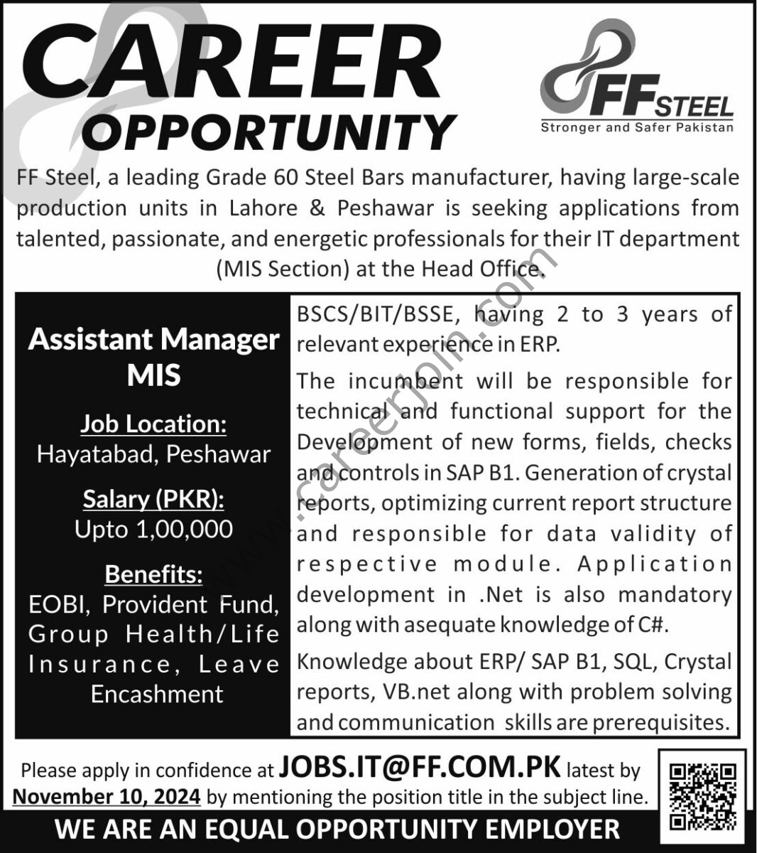 FF Steel Jobs Assistant Manager MIS 1