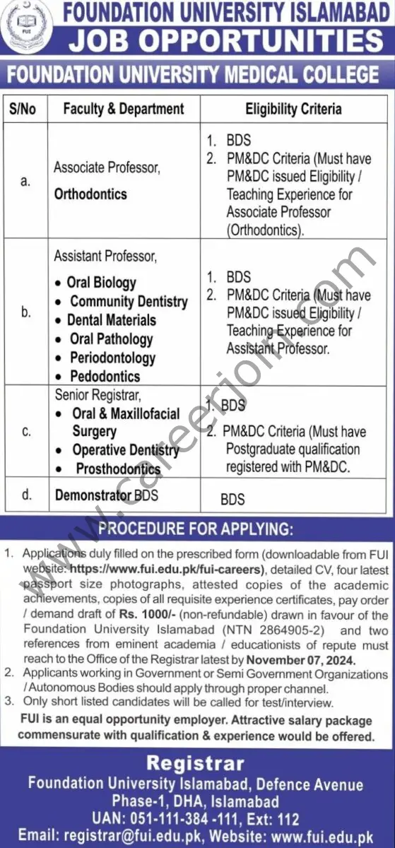 Foundation University Islamabad Jobs November 2024 1