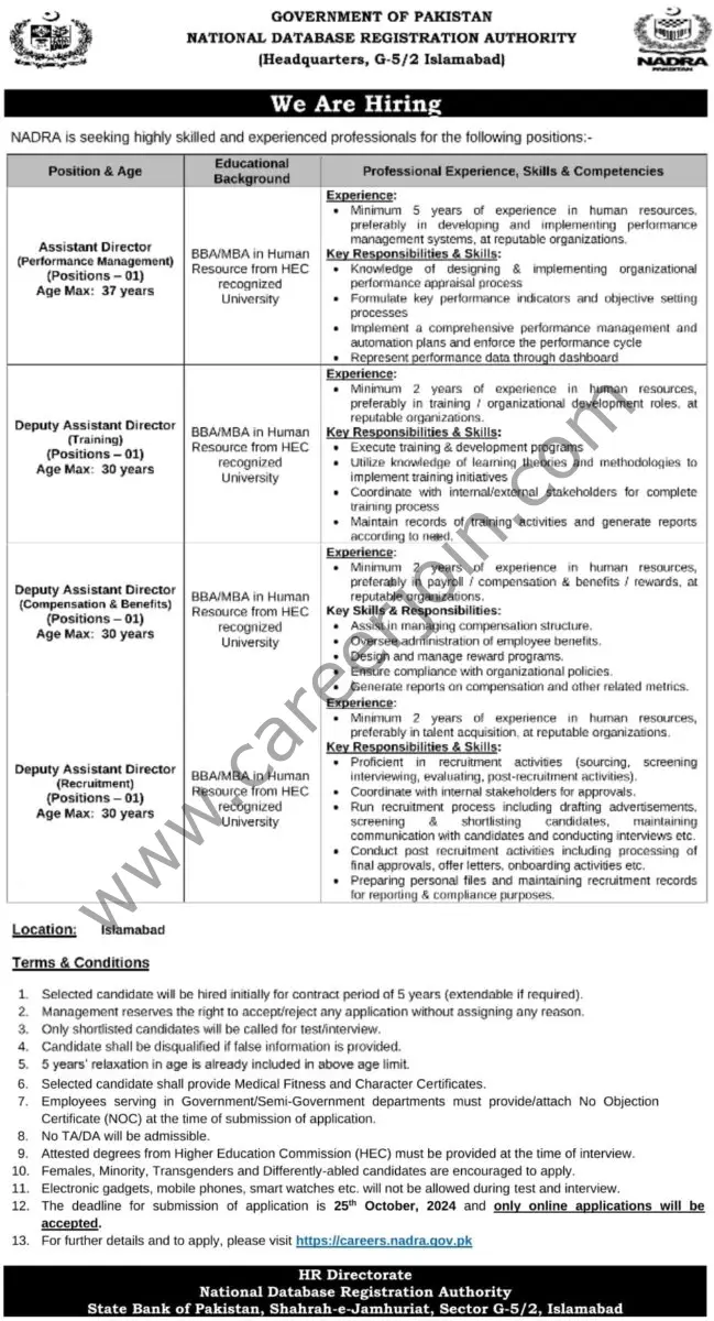 NADRA Jobs 19 October 2024 1