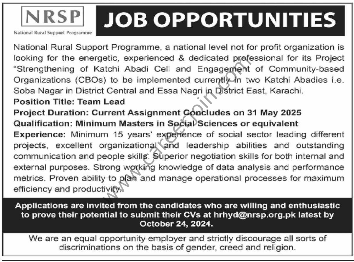 National Rural Support Programme Jobs 16 October 2024 Dawn 1