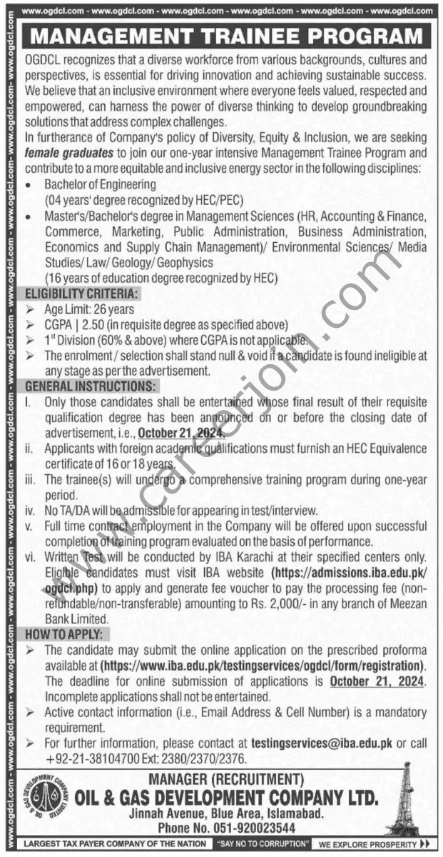 Oil and Gas Development Co OGDCL Jobs 06 October 2024 Dawn 1