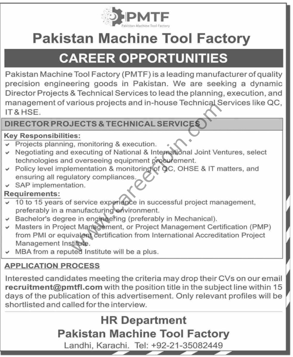 Pakistan Machine Tool Factory PMTF Jobs 27 October 2024 Dawn 01 1