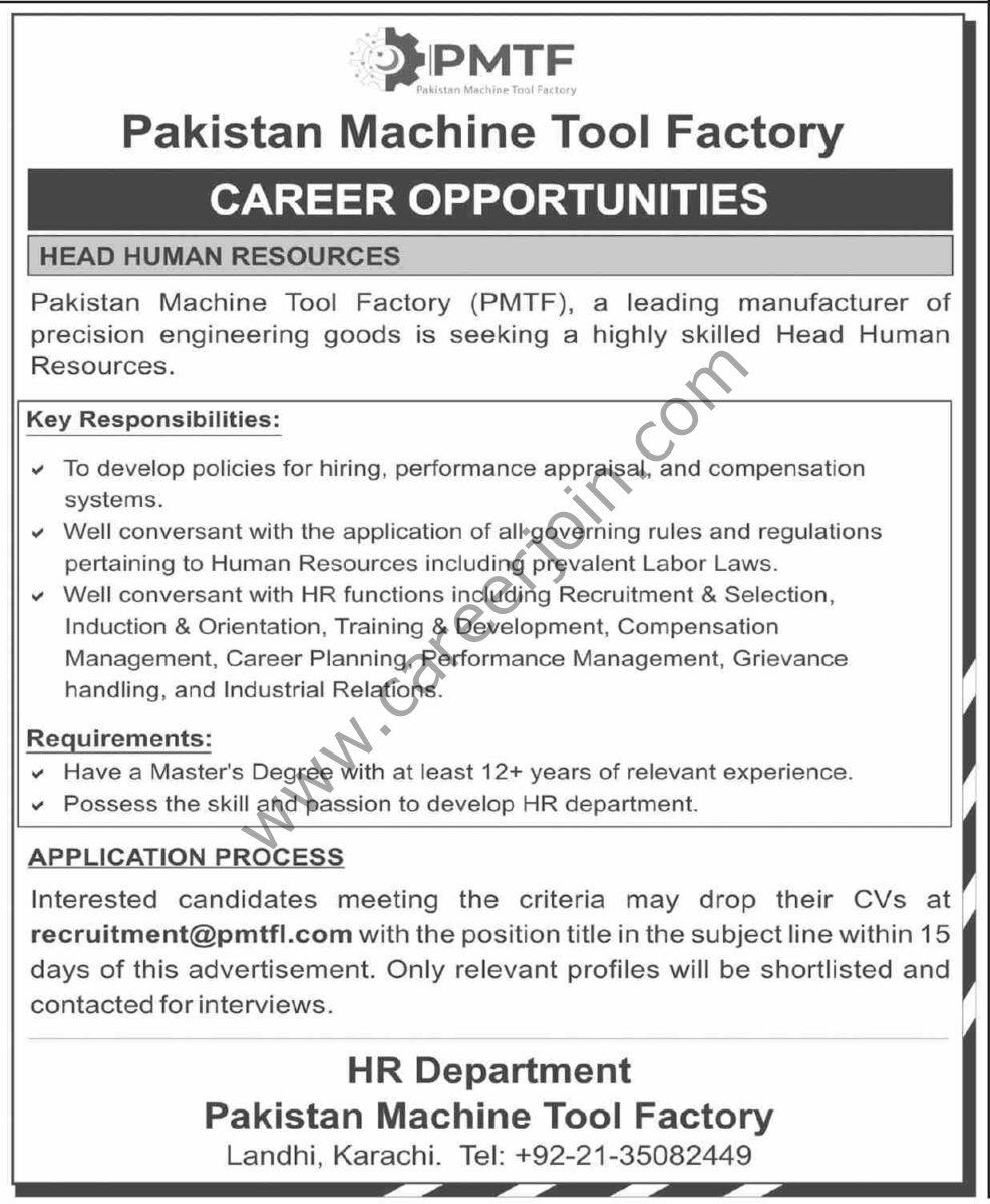 Pakistan Machine Tool Factory PMTF Jobs 27 October 2024 Dawn 1