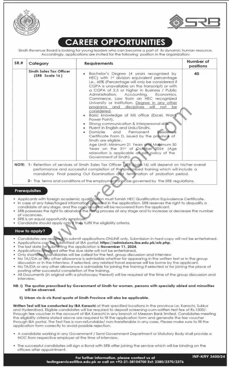 Sindh Revenue Board Jobs 27 October 2024 Dawn 1