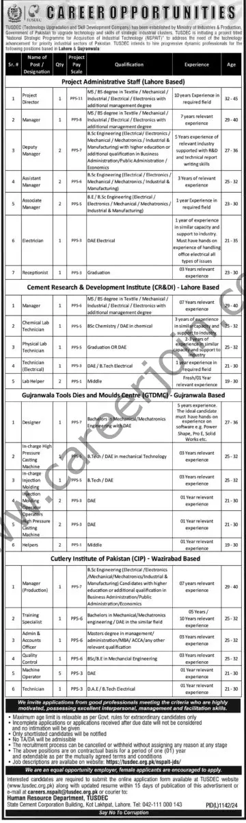 TUSDEC Jobs 27 October 2024 Express Tribune 1