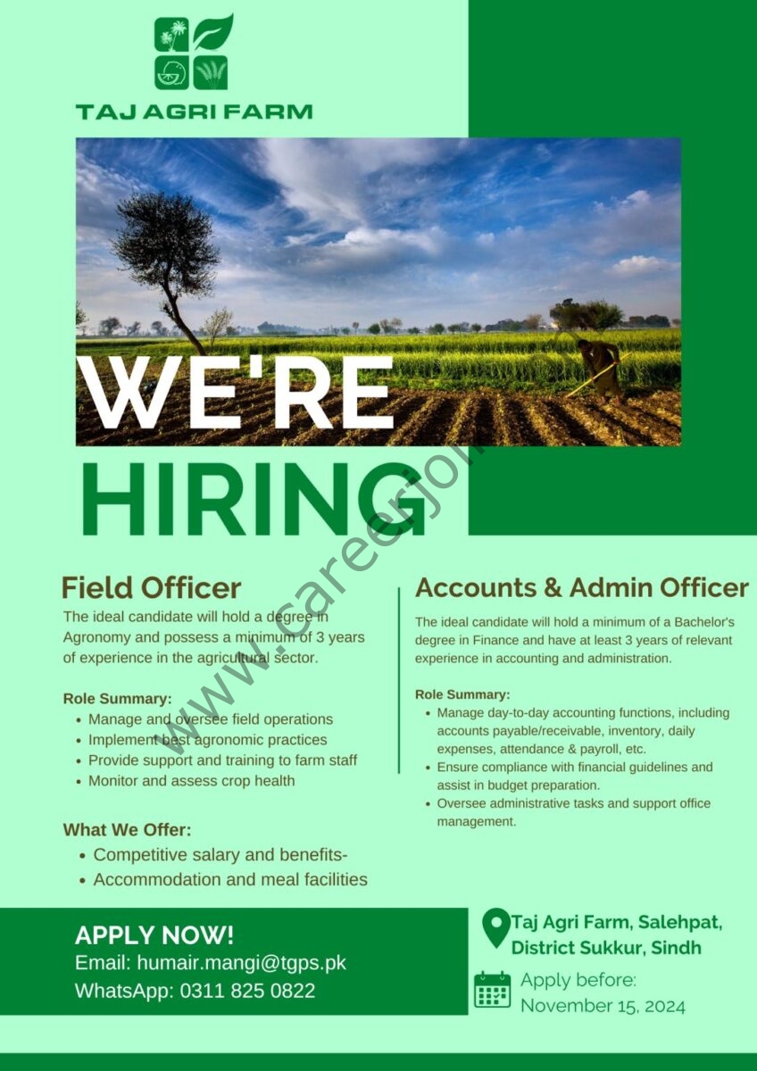 Taj Agri Farm Jobs November 2024 1