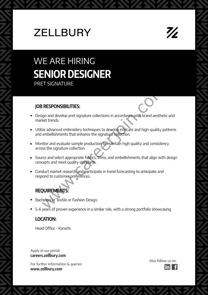 Zellbury Pakistan Jobs Sr Designer 1