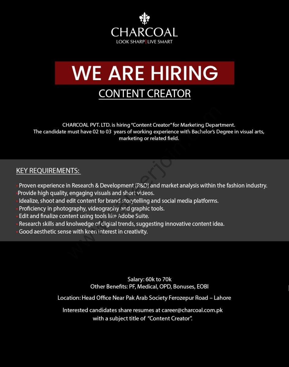 Charcoal Pvt Ltd Jobs November 2024 1