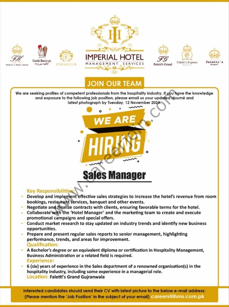 Imperial Hotel Management Services Jobs Sales Manager  1