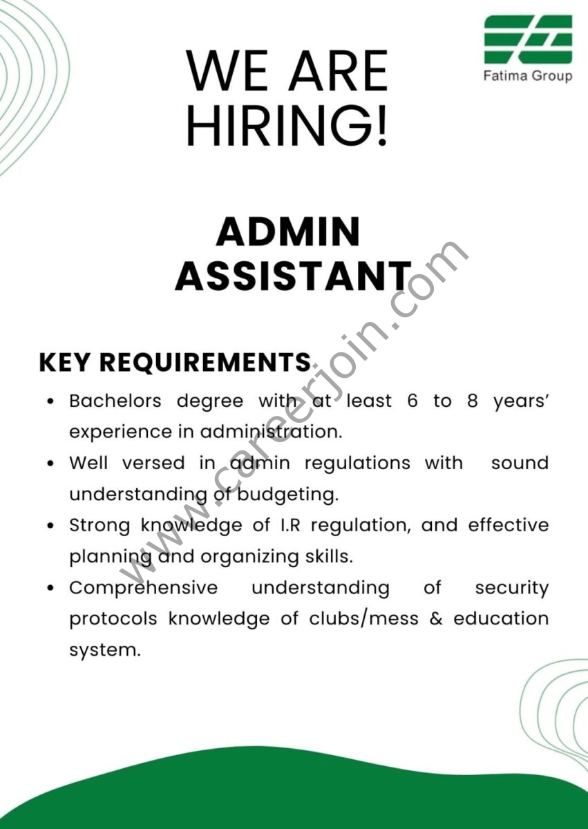 Fatima Group Jobs Admin Assistant 1