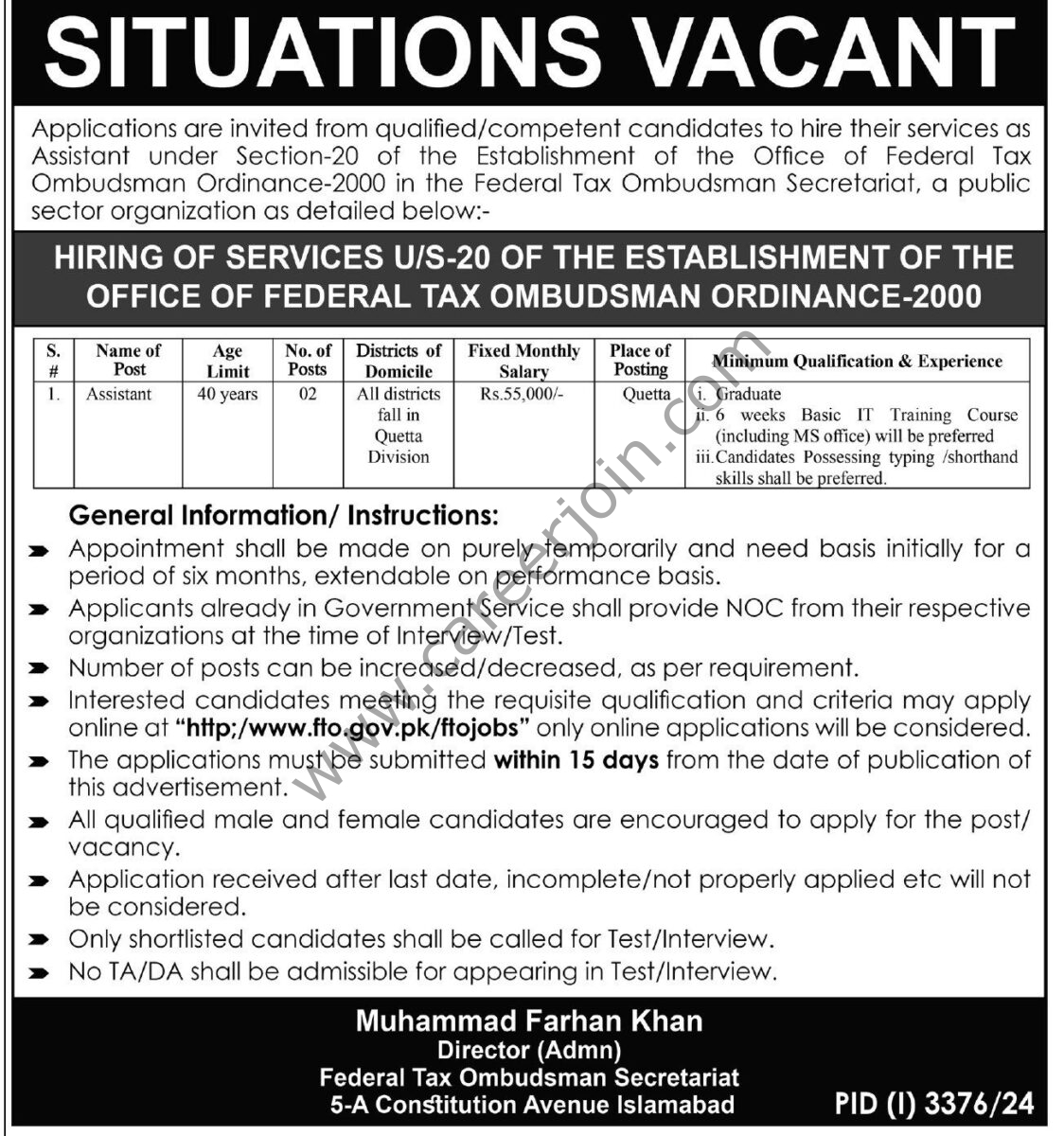 Federal Tax Ombudsman Jobs 17 November 2024 Express Tribune 1