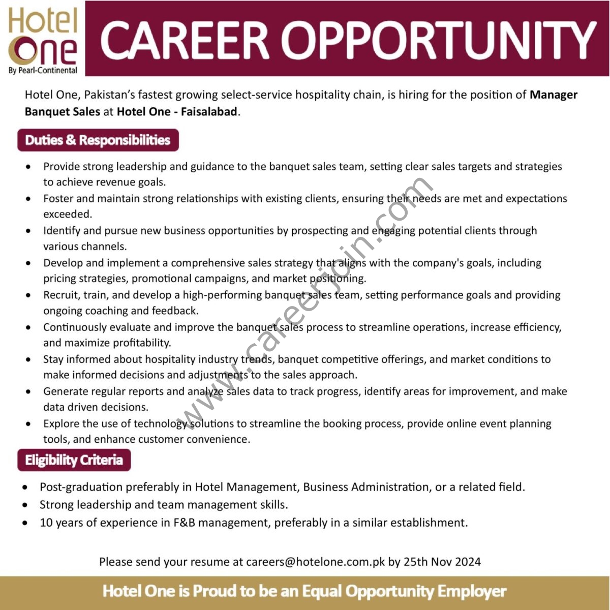 Hotel One Jobs 19 November 2024 1