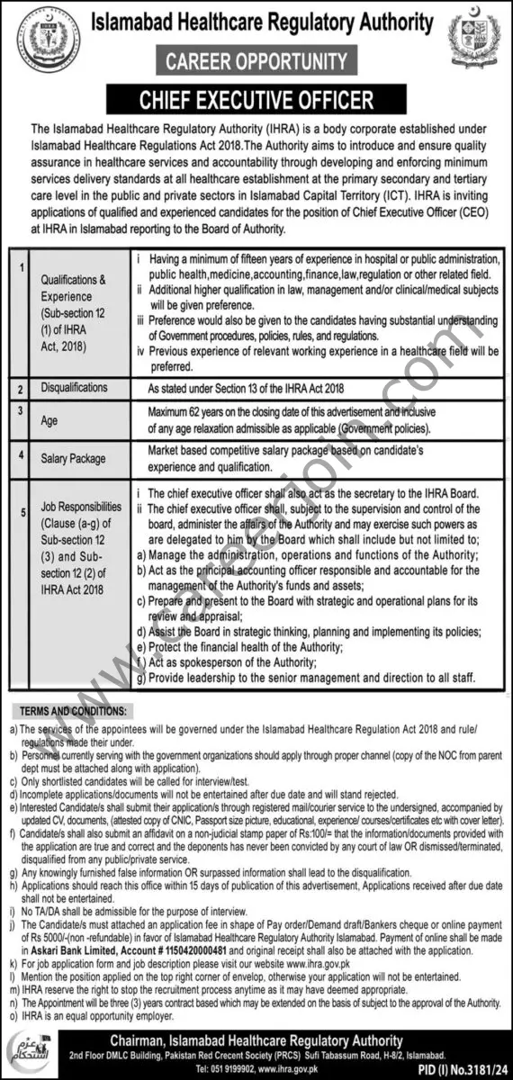 Islamabad Healthcare Regulatory Authority Jobs 10 November 2024 Express 1