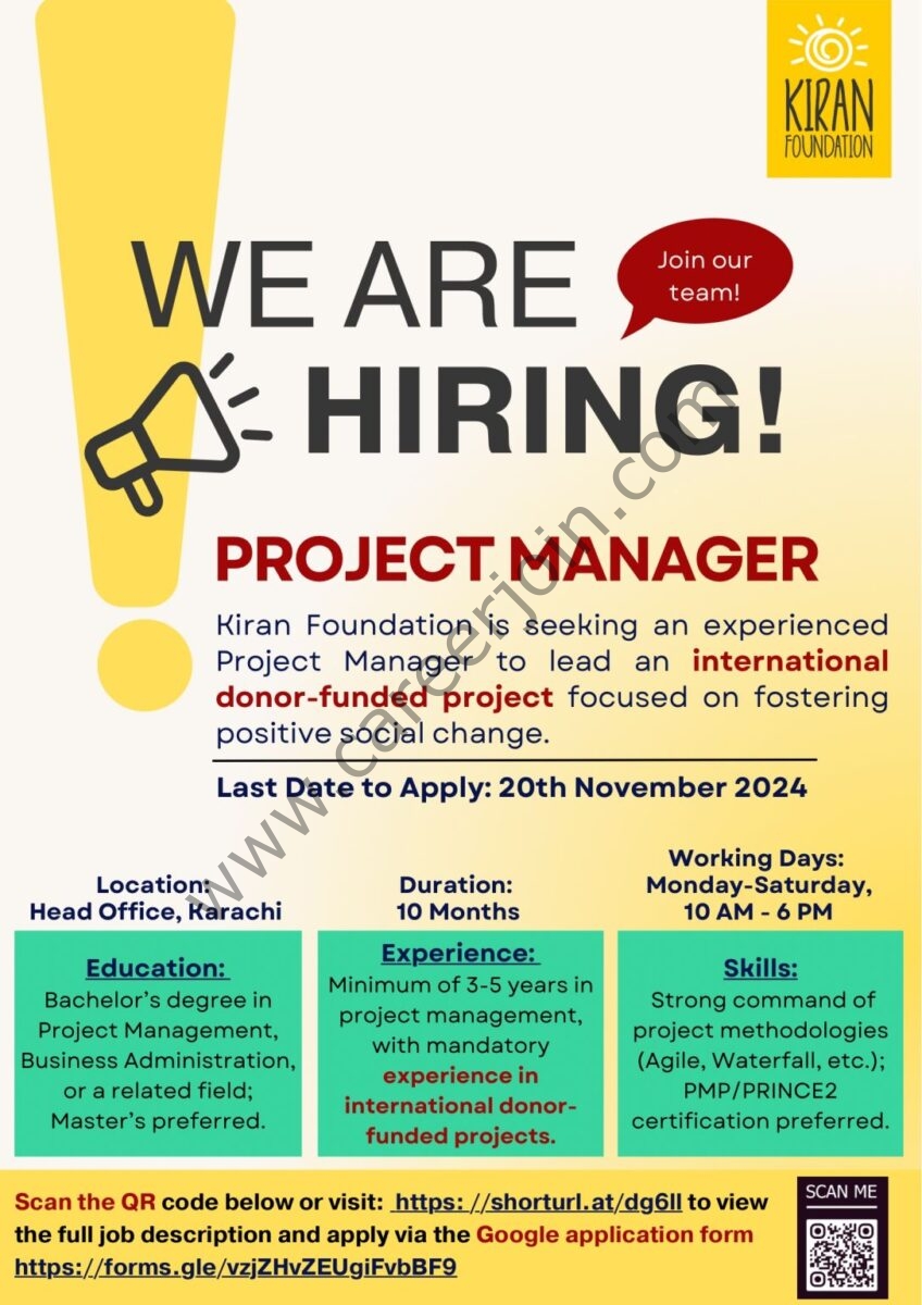 Kiran Foundation Jobs Project Manager 1