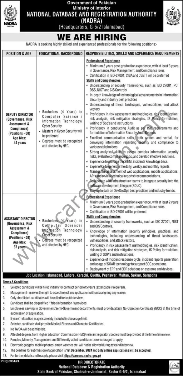 NADRA Jobs 17 November 2024 Express 1