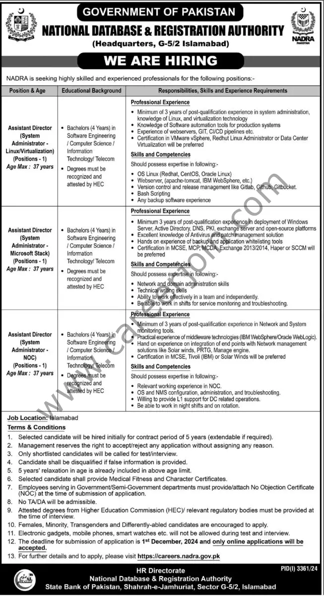 NADRA Jobs 17 November 2024 Express Tribune 1