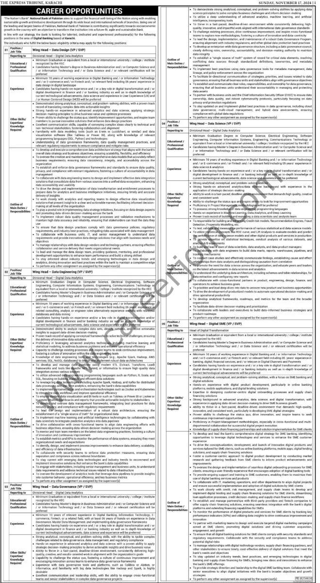 National Bank of Pakistan NBPJobs 17 November 2024 Express Tribune 1