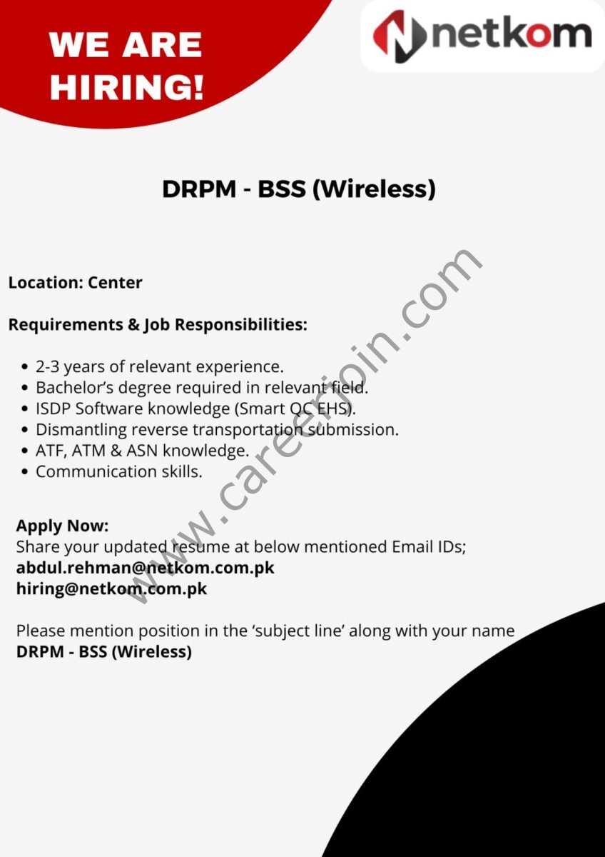 Netkom Technologies Jobs DRPM BSS (Wireless) 1