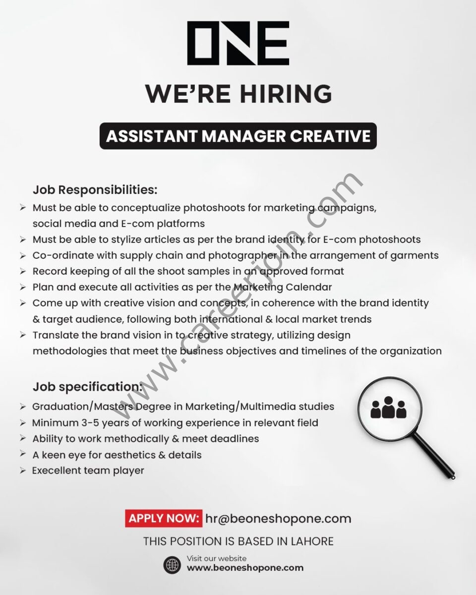 One Life Apparel Pvt Ltd Jobs Assistant Manager Creative 1