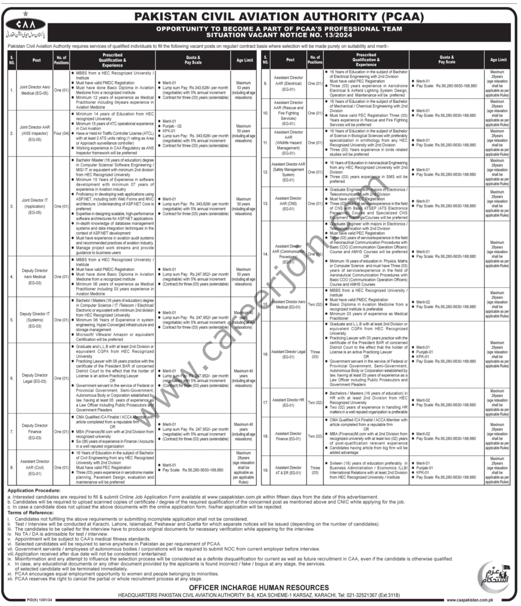 Pakistan Civil Aviation Authority PCAA Jobs 01 November 2024 Express Tribune 1