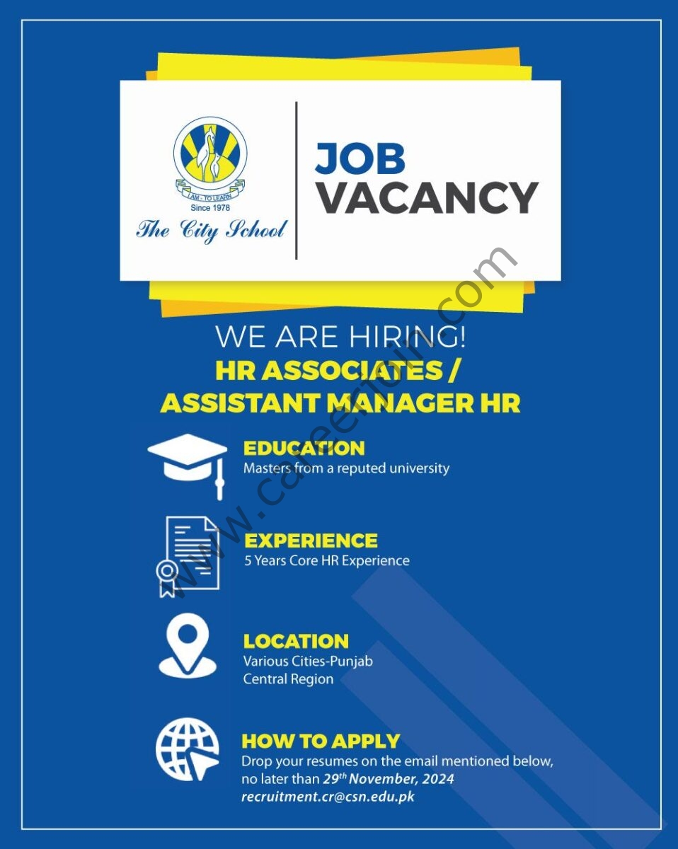 The City School Jobs HR Associates/Assistant Manager HR 1