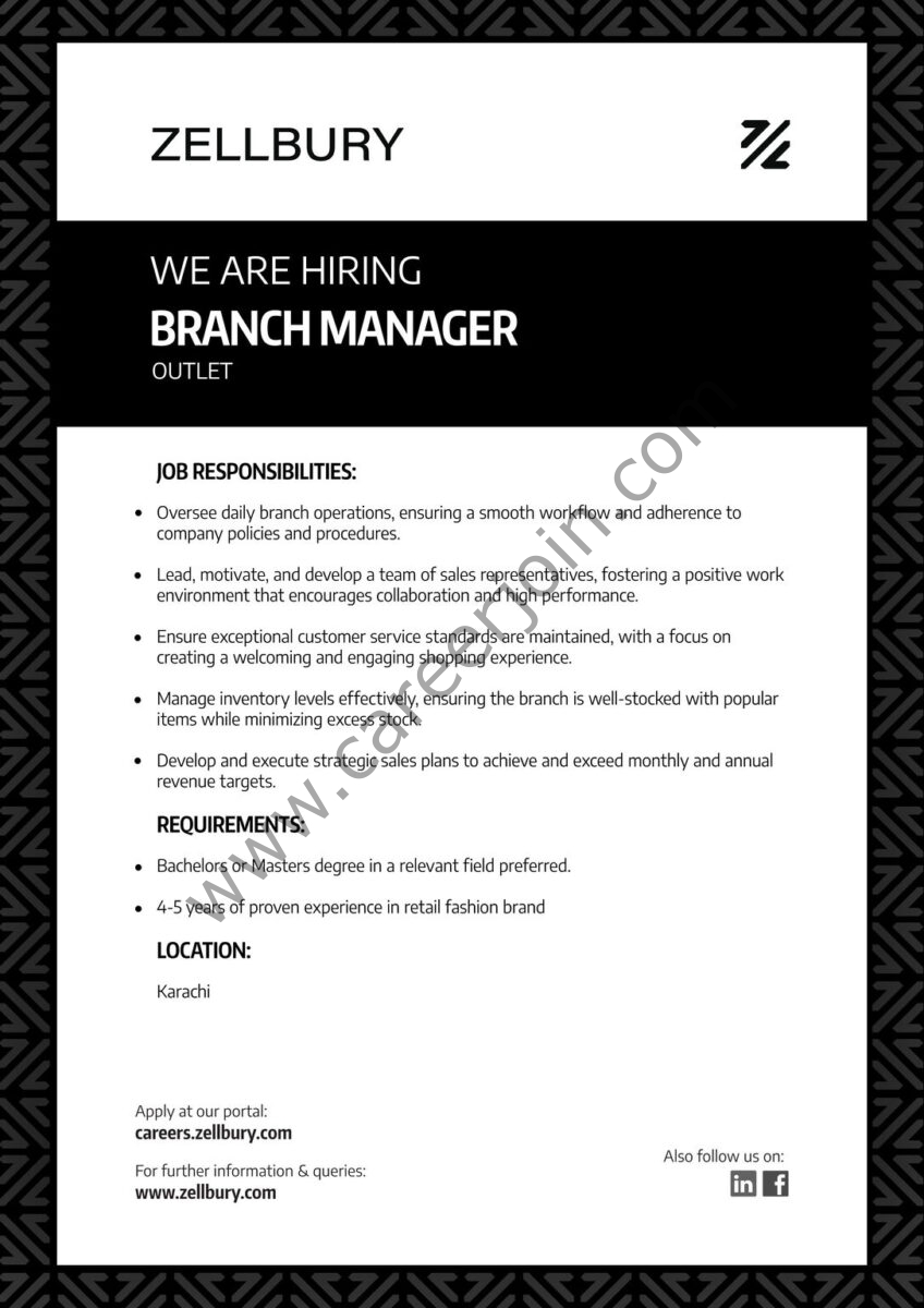 Zellbury Pakistan Jobs November 2024 1