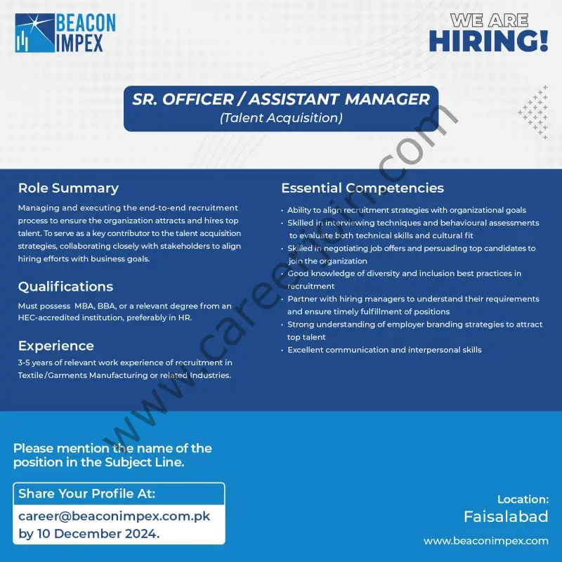 Beacon Impex Pvt Ltd Jobs Sr Officer / Assistant Manager 1