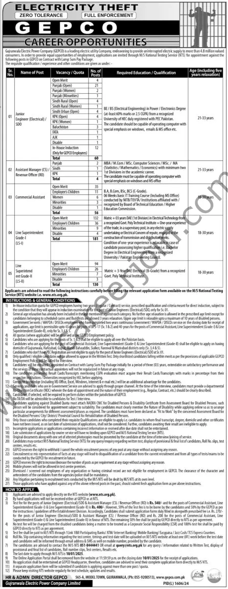 Gujranwala Electric Power Co GEPCO Jobs December 2024 1