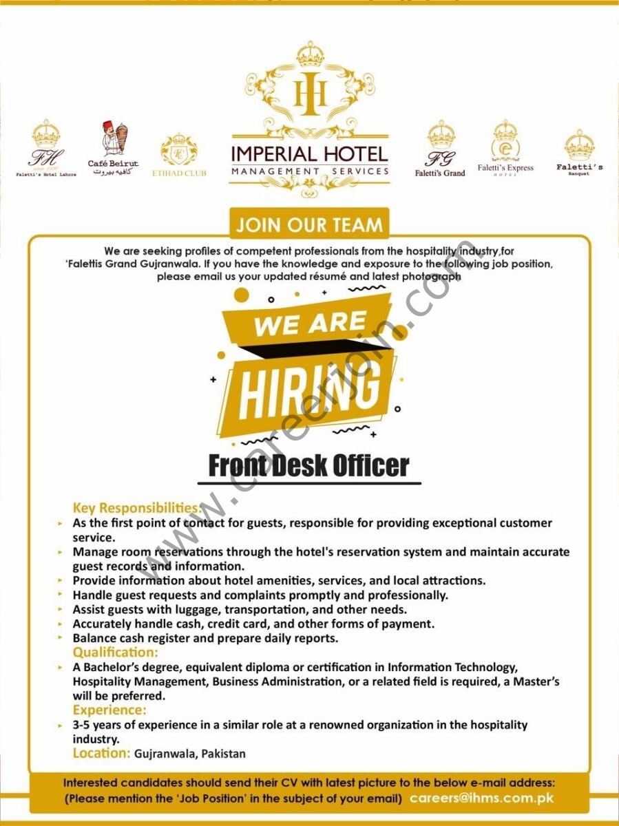 Imperial Hotel Management Services Jobs December 2024 2