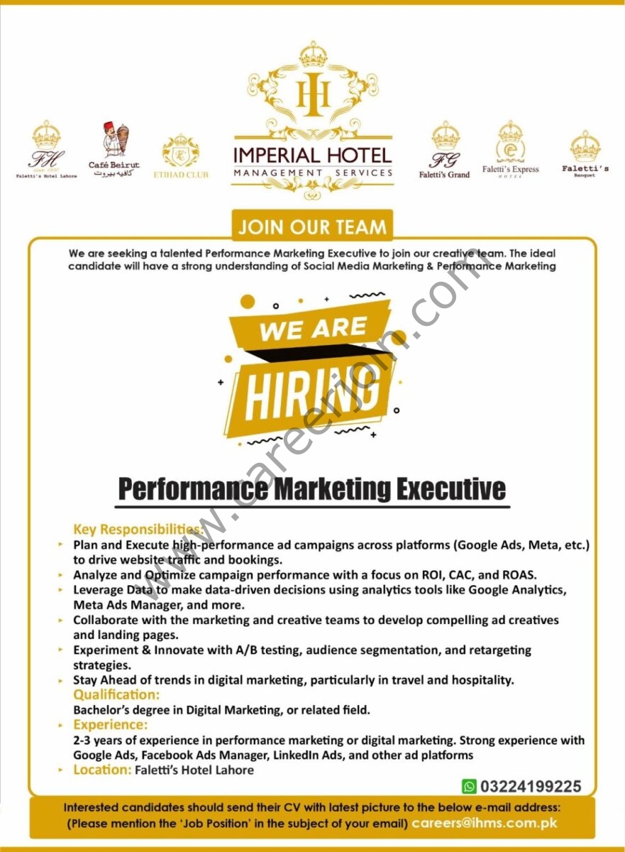 Imperial Hotel Management Services Jobs Performance Marketing Executive 1