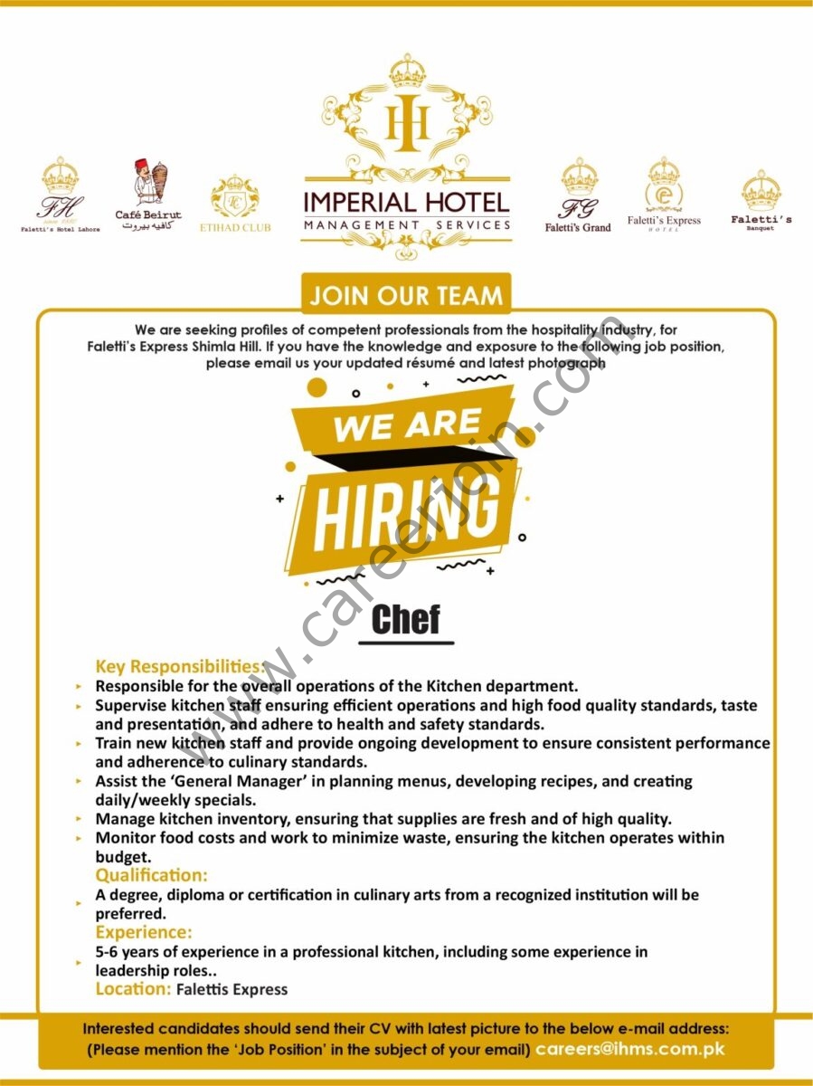 Imperial Hotel Management Services Jobs Chef  2