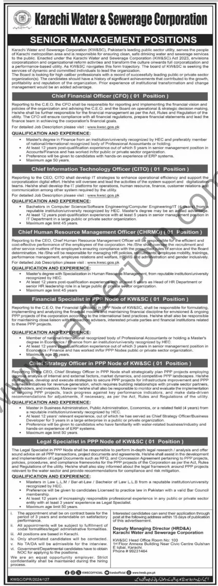 Karachi Water & Sewerage Corp KW&SC Jobs 29 December 2024 Dawn 1