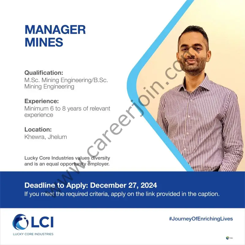 Lucky Core Industries Limited LCI Jobs Manager Mines