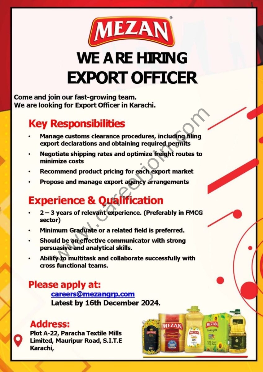 Mezan Group Jobs Export Officer  1