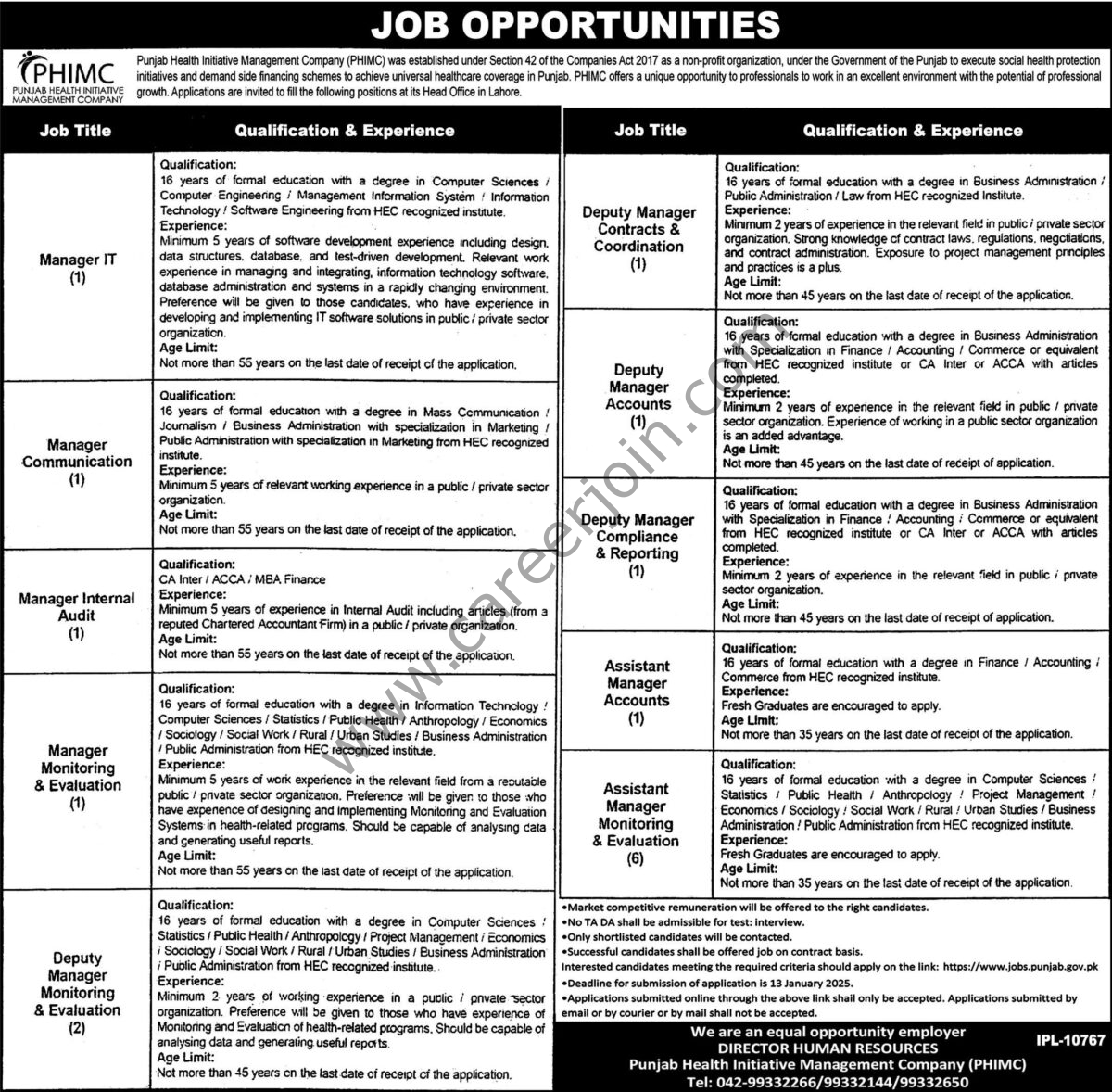 Punjab Health Initiative Management Co PHIMC Jobs 29 December 2024 Express Tribune 1