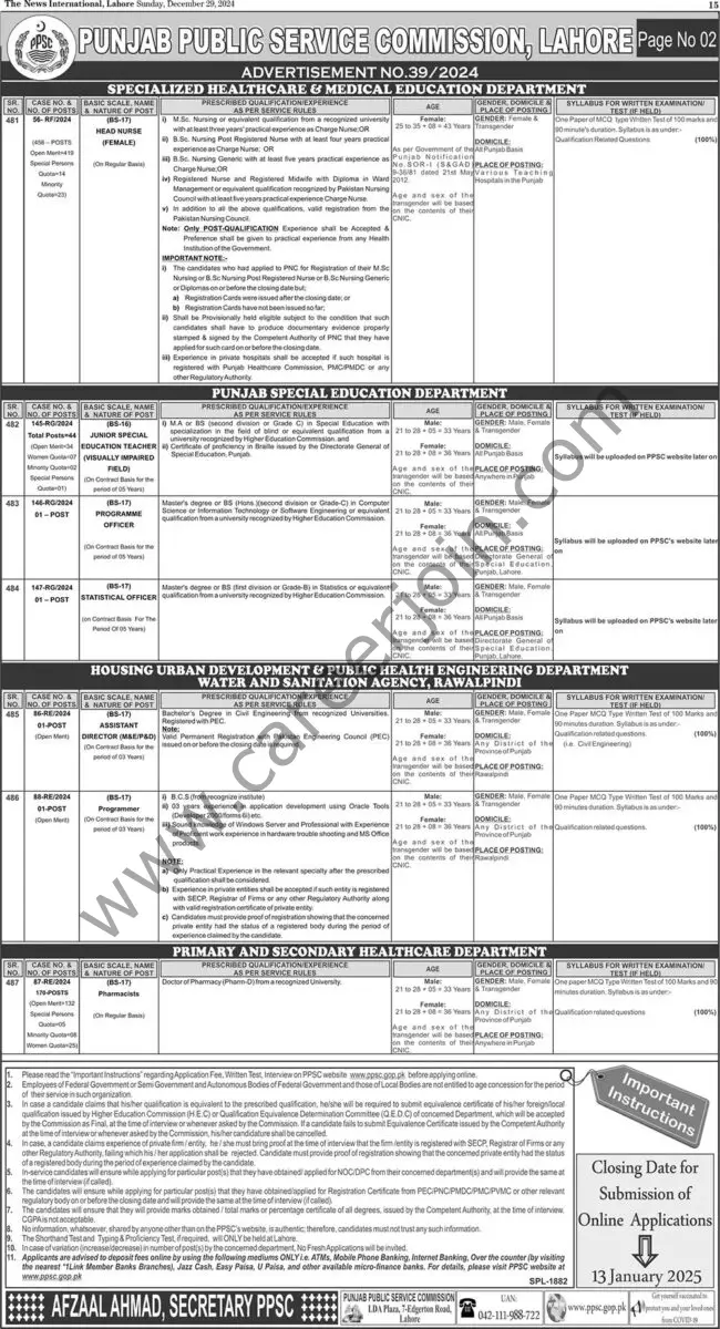 Punjab Public Service Commission PPSC Jobs 29 December 2024 The News 01 1