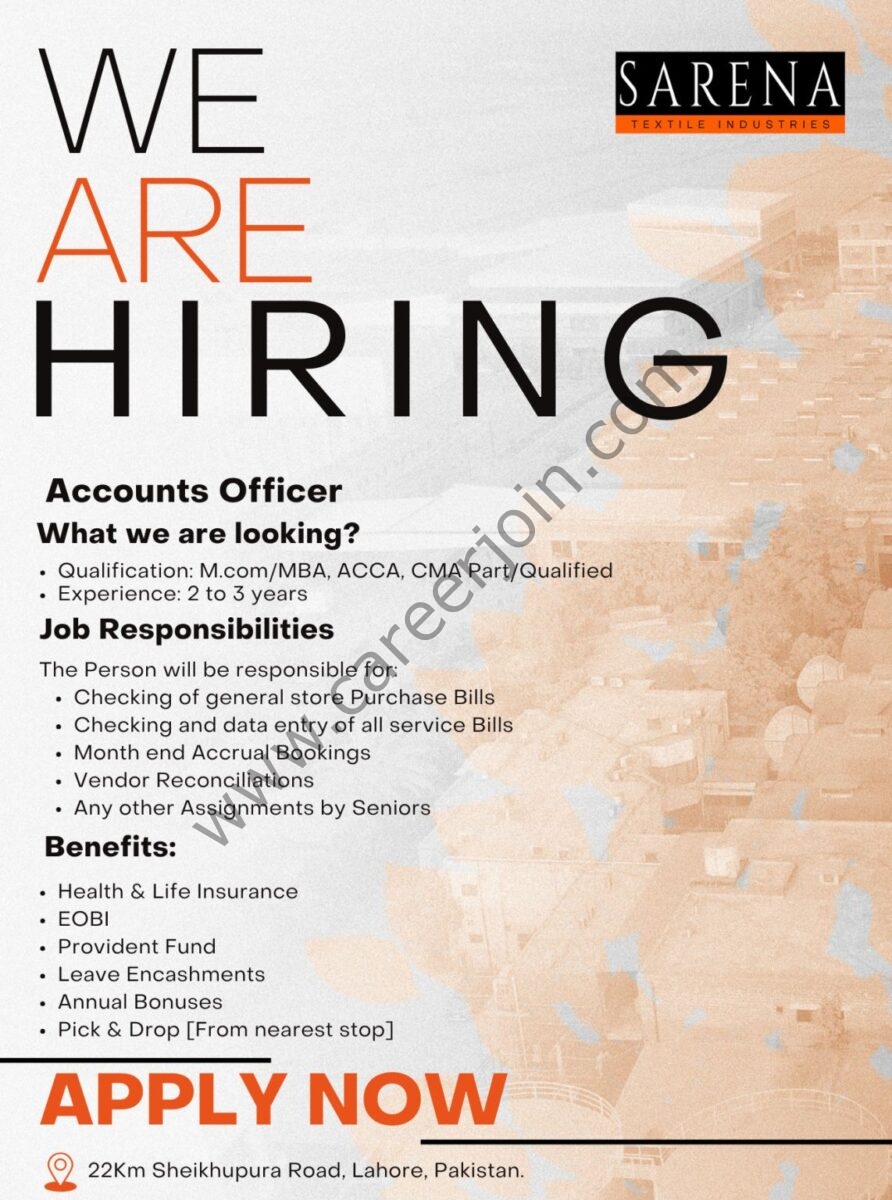 Sarena Textile Industries Jobs Accounts Officer 1