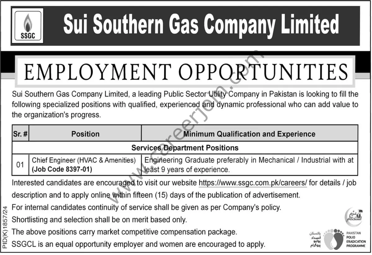 Sui Southern Gas Co Ltd SSGC Jobs 15 December 2024 Express Tribune 1