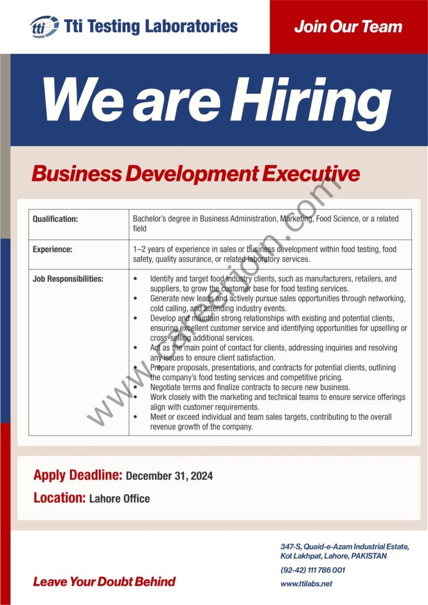 Tti Testing Laboratories Jobs Business Development Executive 1