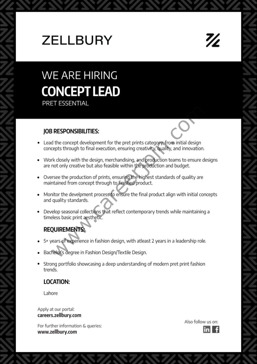 Zellbury Pakistan Jobs December 2024 1