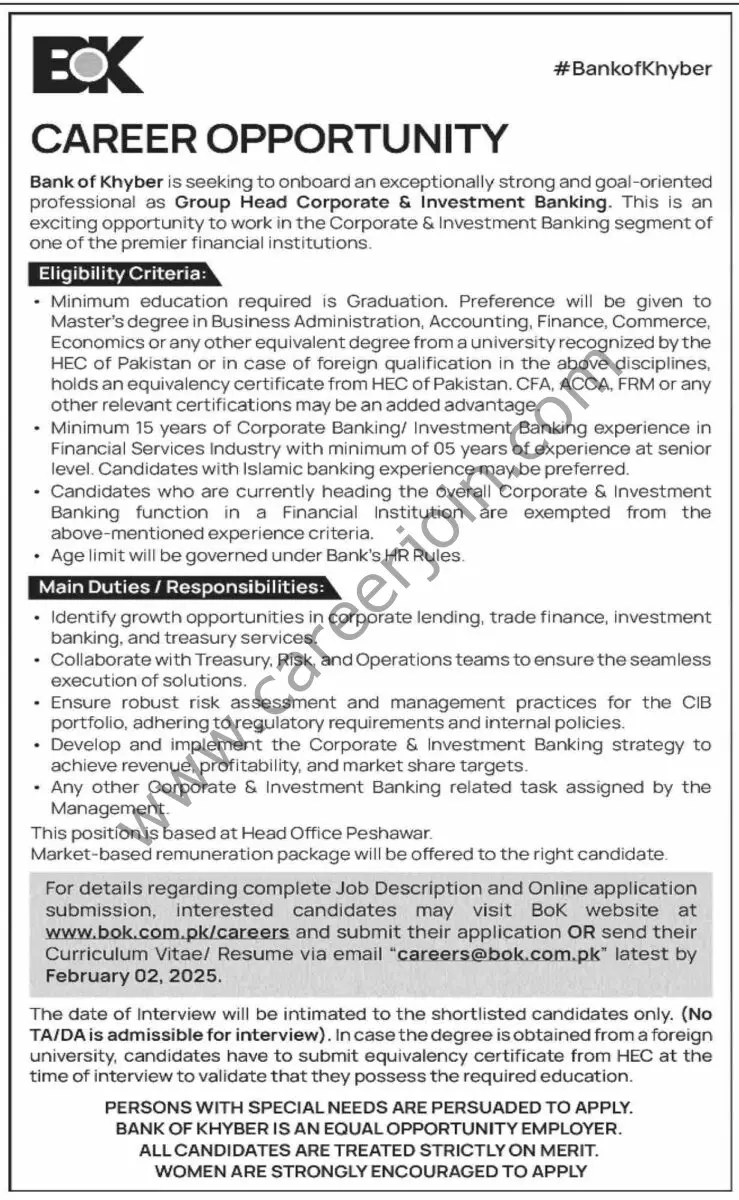 Bank of Khyber BOK Jobs 19 January 2024 Dawn 1