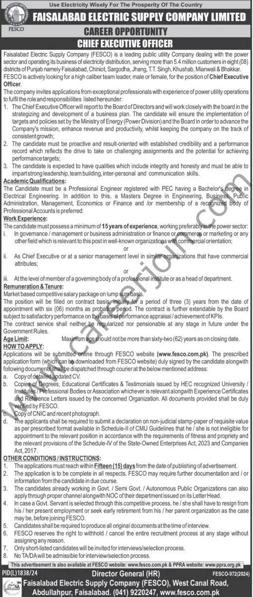 Faisalabad Electric Supply Co FESCO Jobs 31 December 2024 Express Tribune 01 1